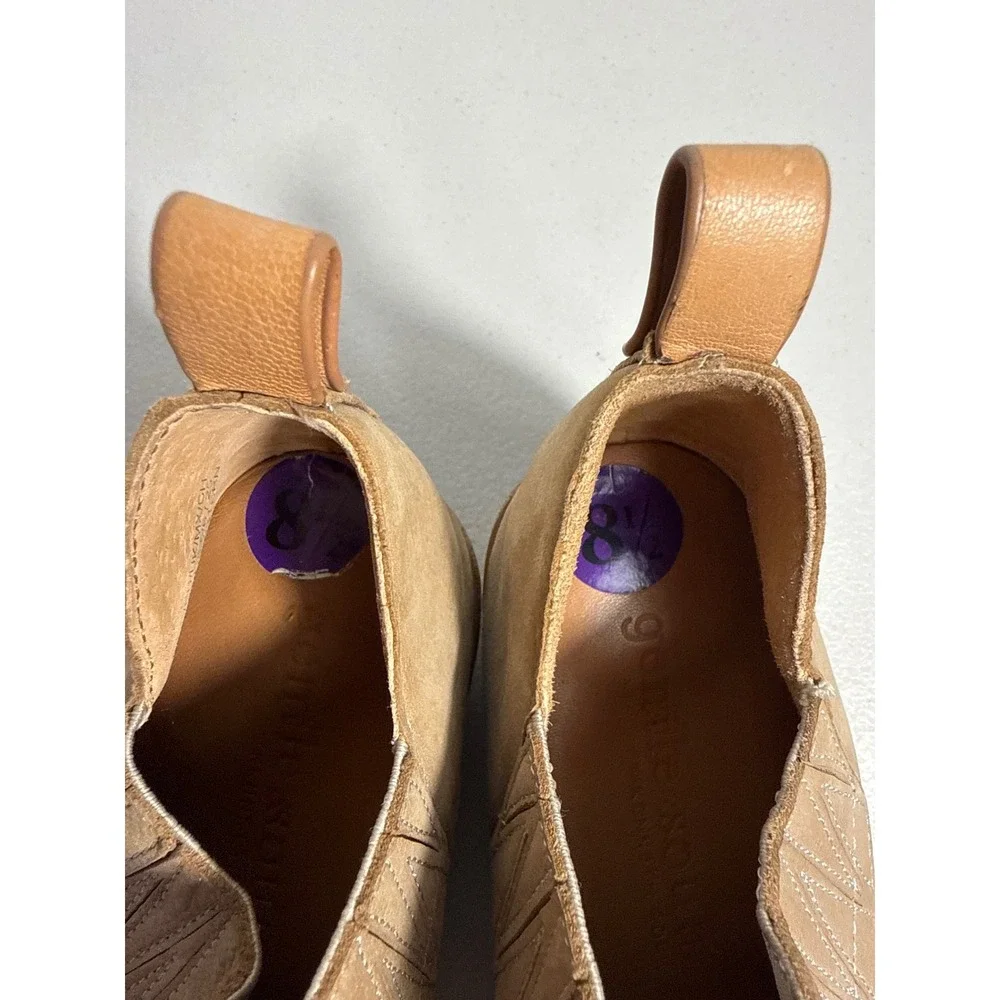 Gentle Souls Kenneth Cole Tan Leather Pointed Toe Ankle Boots Womens 8.5M